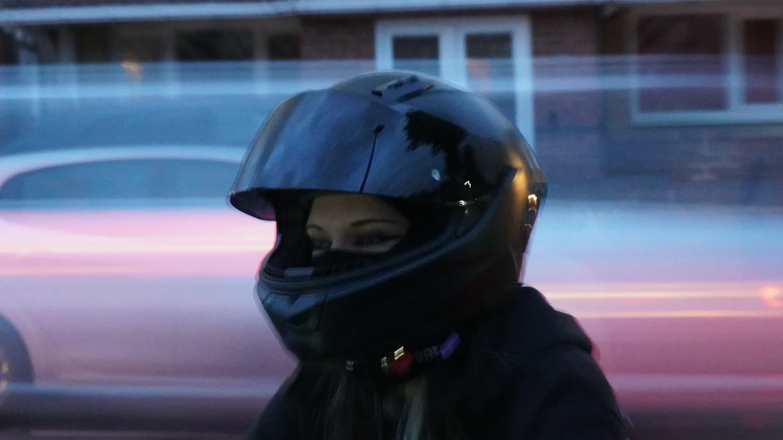Helmet portrait with motion blur