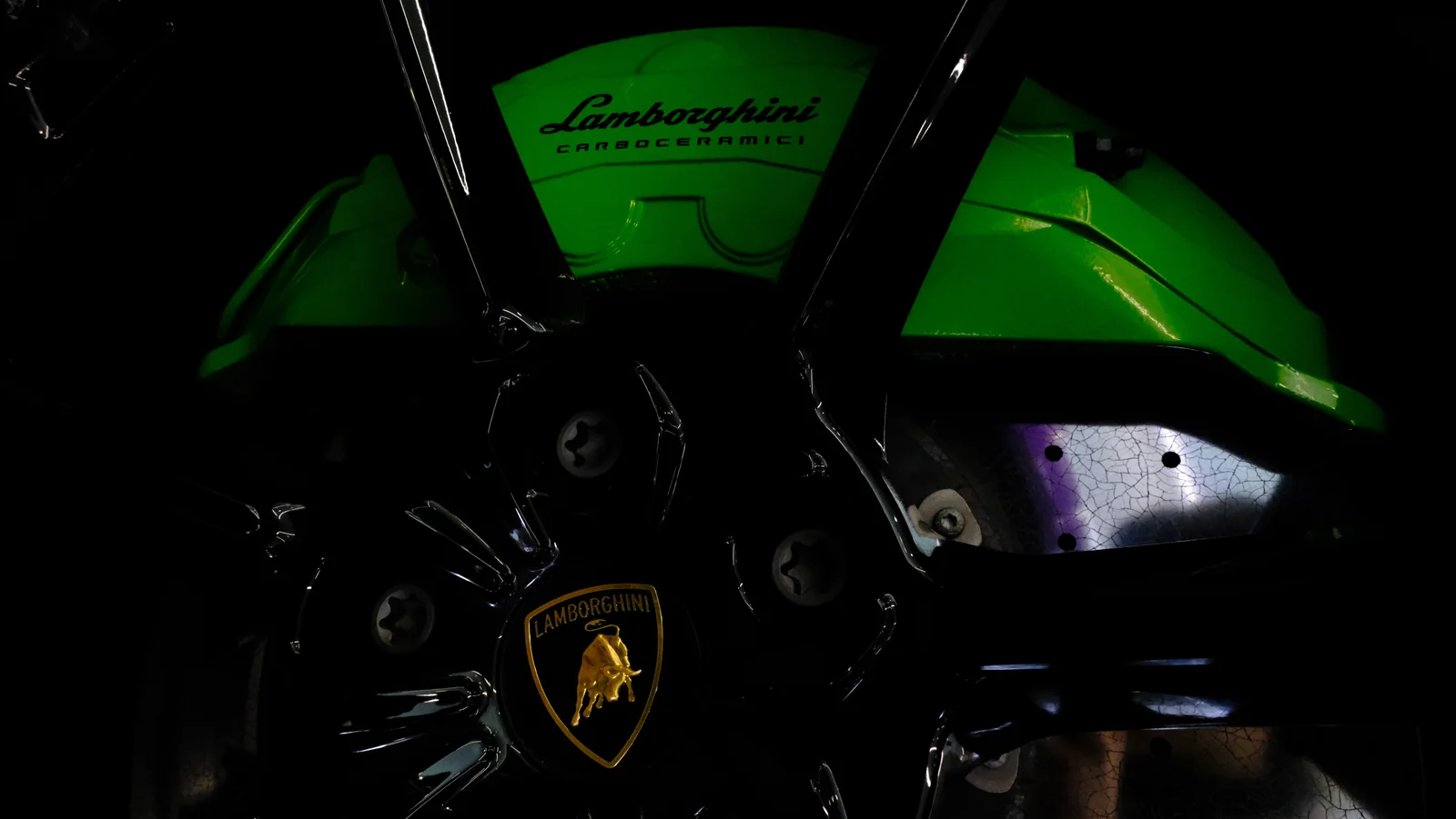 Green-lit Lamborghini interior